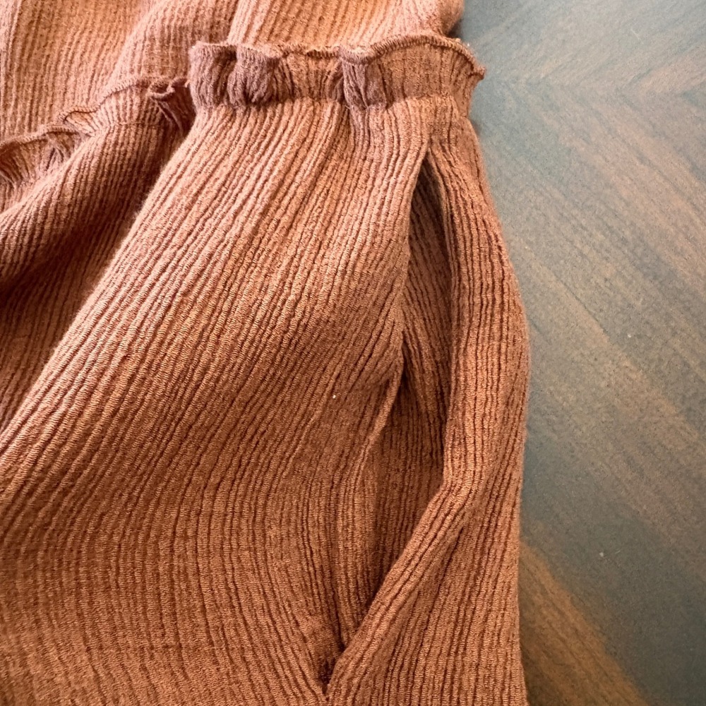 Moon River Dress Smocked Babydoll Ruffle Boho Cottagecore Rust Brown Medium - Picture 10 of 15